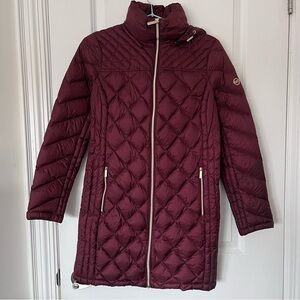 Micael Kors Quilted Puffer Jacket Burgundy